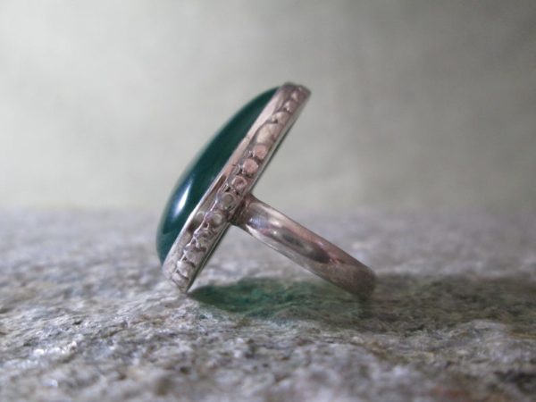 Bespoke Jade Ring TEARDROP Hand Wrought Sterling Silver Size 8 - Image 5