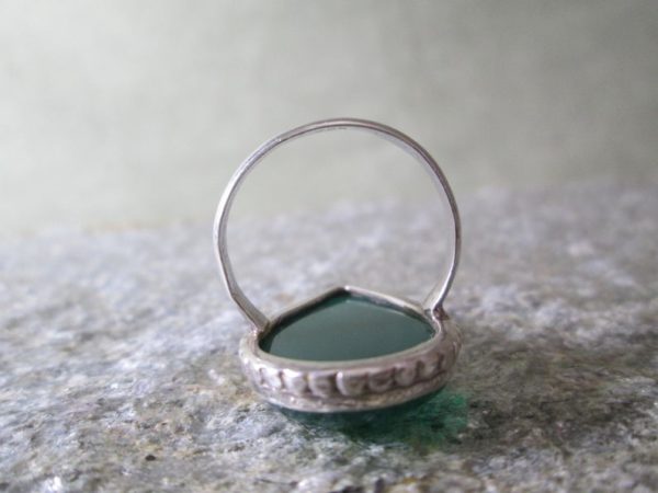 Bespoke Jade Ring TEARDROP Hand Wrought Sterling Silver Size 8 - Image 8